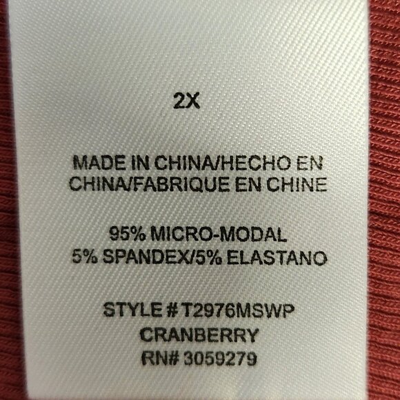 Thread & Supply 2X Lauren Top Cranberry Dusty Rose Long Sleeve Stretch NWT - Picture 5 of 6